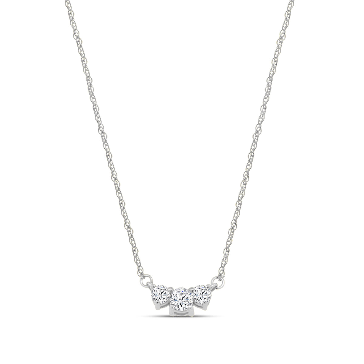 10K 0.20 Ctw Three Stone Diamond Pendant With Chain