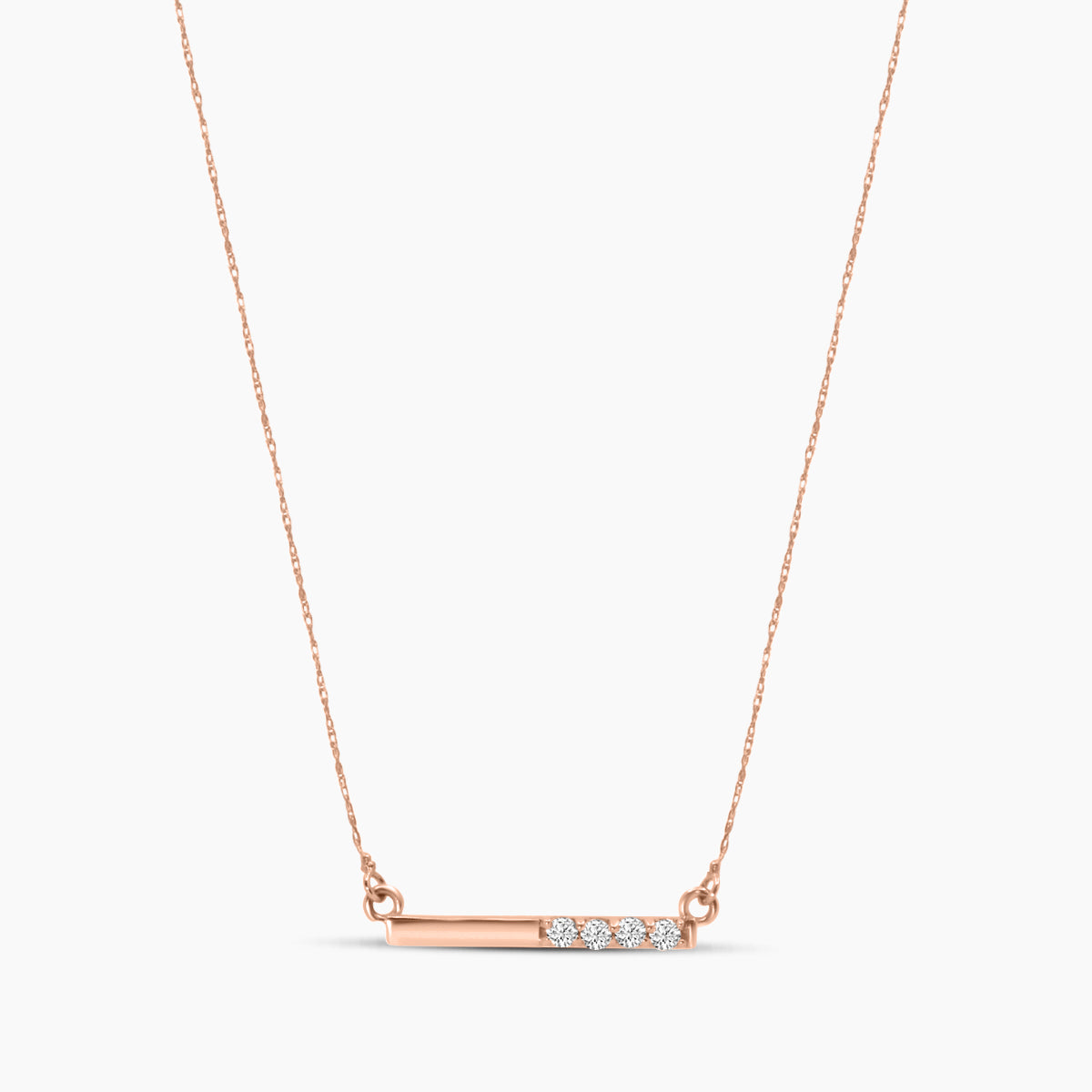 14KY or R 0.15 Ctw Horizontal Diamond Bar Necklace