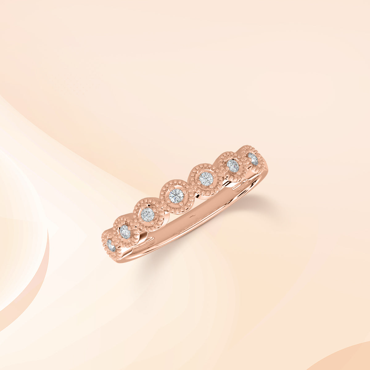14KW 0.10 Ctw Round with Milgrain Diamond Band