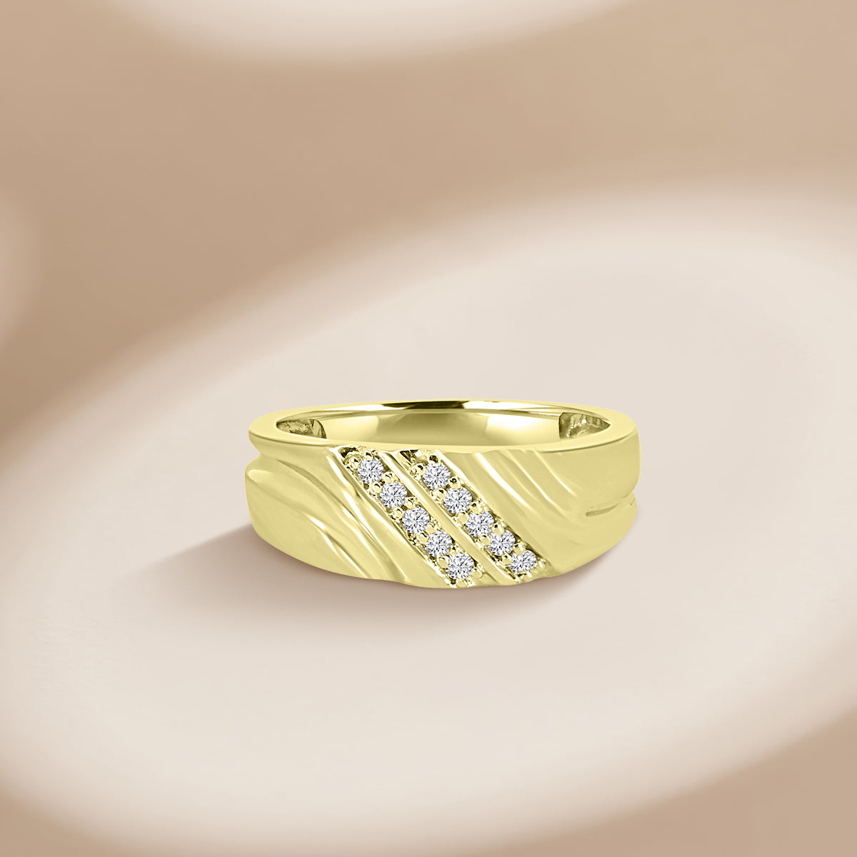 Men's Diagonal Double Row Diamond Band