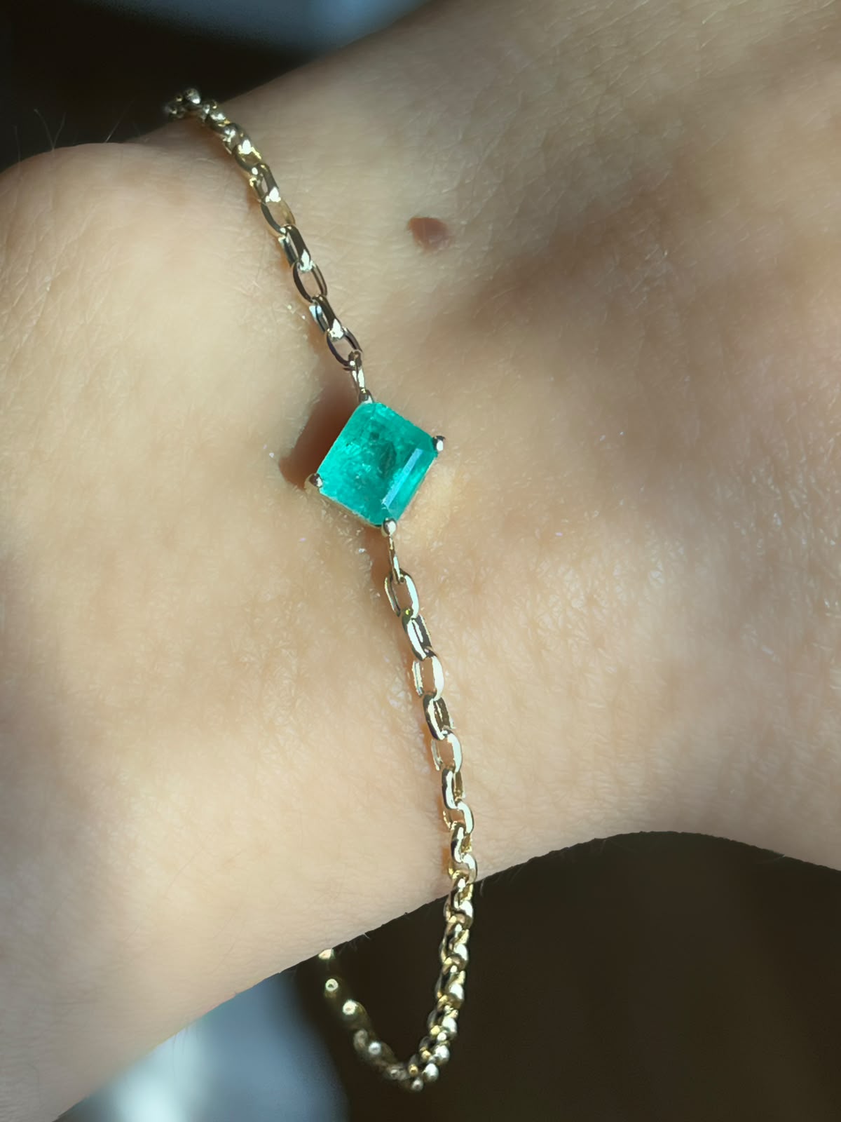 14k Natural Emerald Bracelet