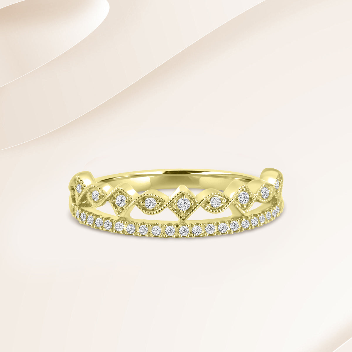 Double Marquise & Rhombus Milgrain Dia Band