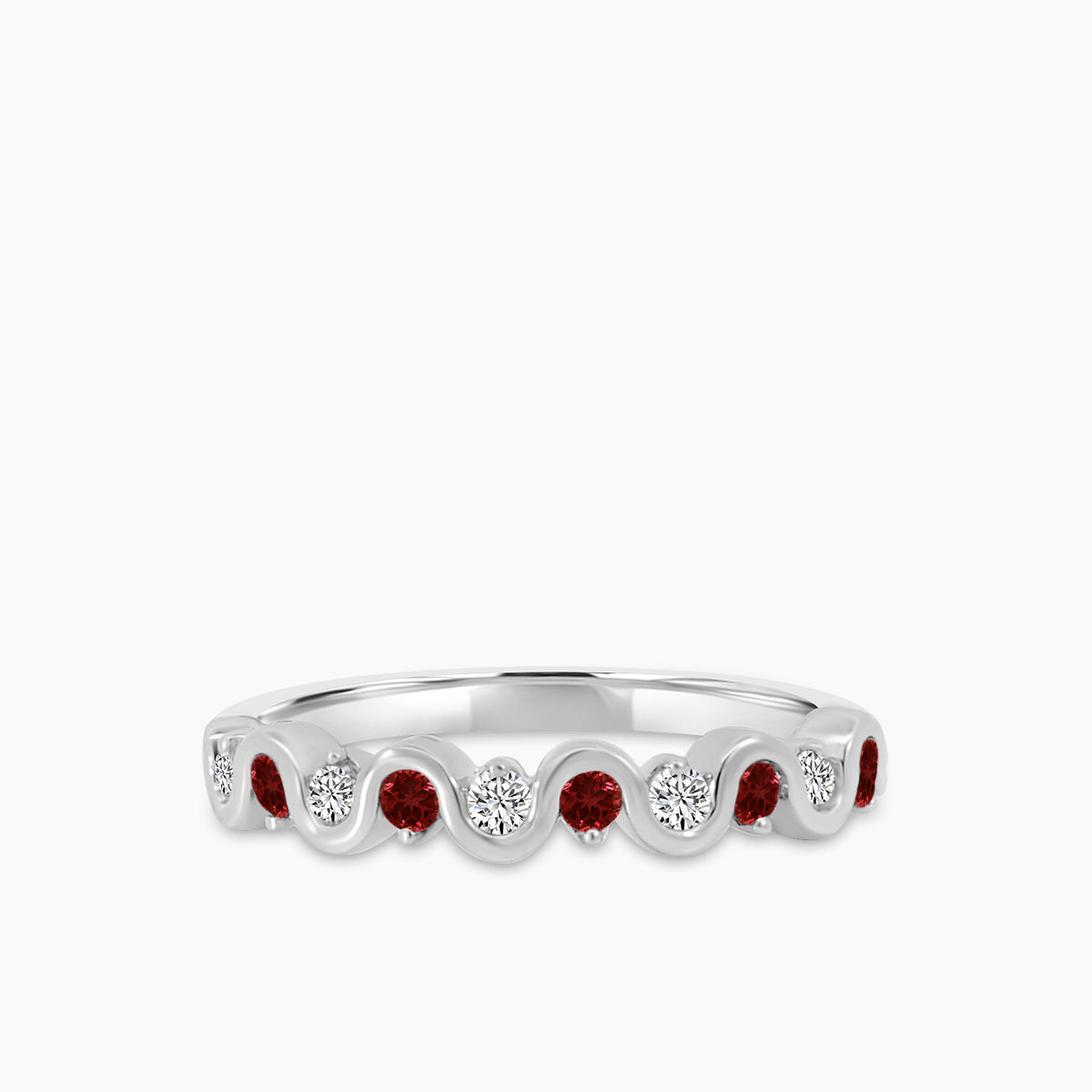 10KW 0.15 Ctw Wave Diamond Band with Alt Sapphire