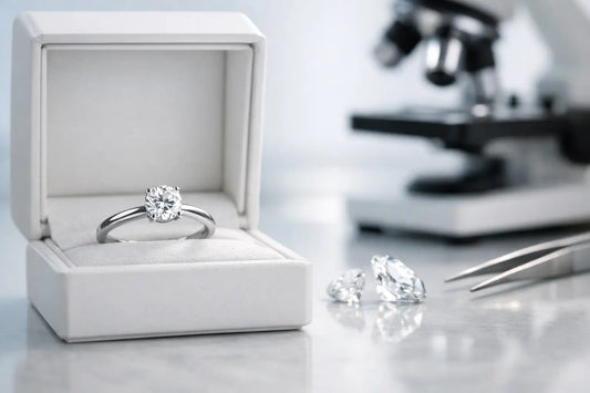 Anillo de compromiso con diamante de laboratorio certificado