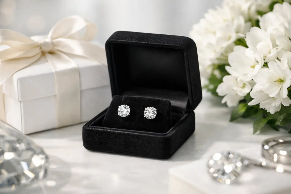 Pendientes de diamantes de laboratorio para regalo