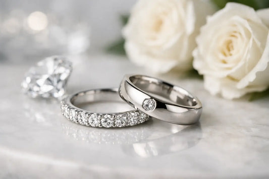 Alianzas de boda con diamantes de laboratorio
