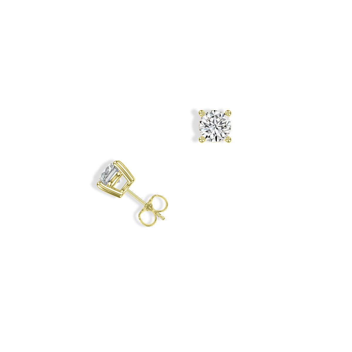 14KY Classic 4 Prong 0.25 Ctw Studs With Push Back