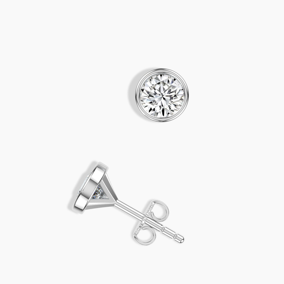 14KY 0.75 Ctw Rd Diamond Bezel-Set Martini Stud With Medium Push Back