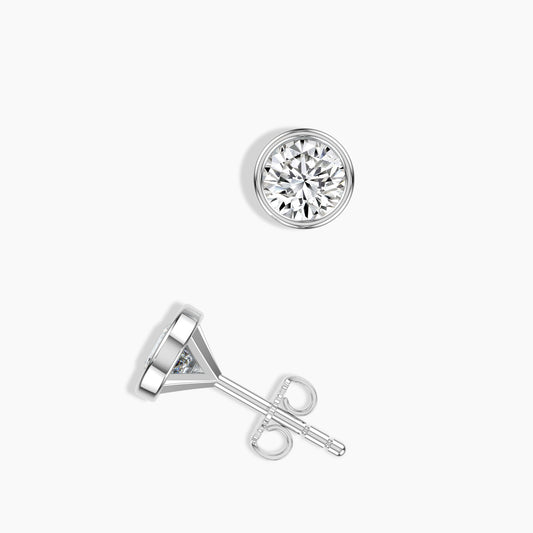 14KY 0.75 Ctw Rd Diamond Bezel-Set Martini Stud With Medium Push Back