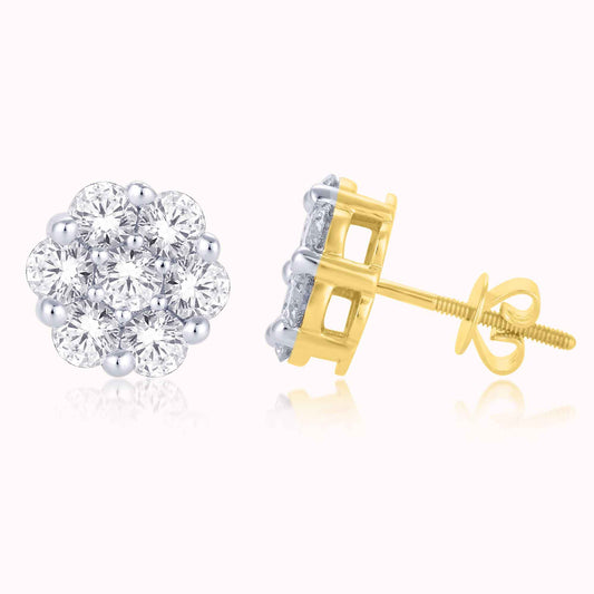 14 KARAT WHITE GOLD 0.56 CARAT CVD DIAMONDS FLOWER EARRINGS
