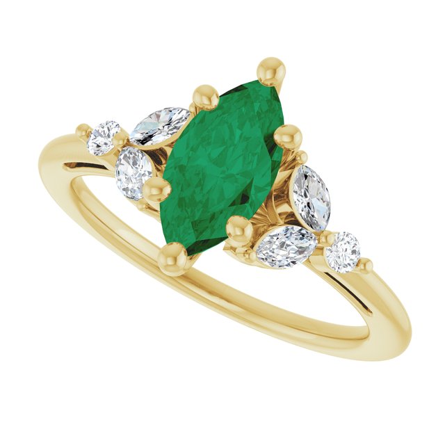 14K Yellow 10x5 mm Marquise 1 1/6 CTW Natural Diamond Semi-Set Engagement Ring 
124014:702:P