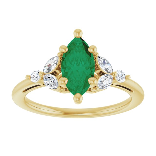 14K Yellow 10x5 mm Marquise 1 1/6 CTW Natural Diamond Semi-Set Engagement Ring 
124014:702:P