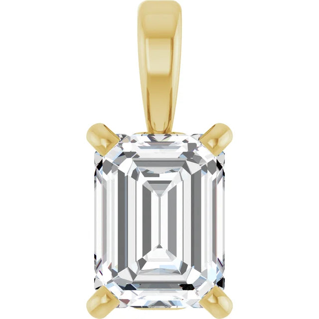 14K White 3/4 CT Lab-Grown Diamond Pendant