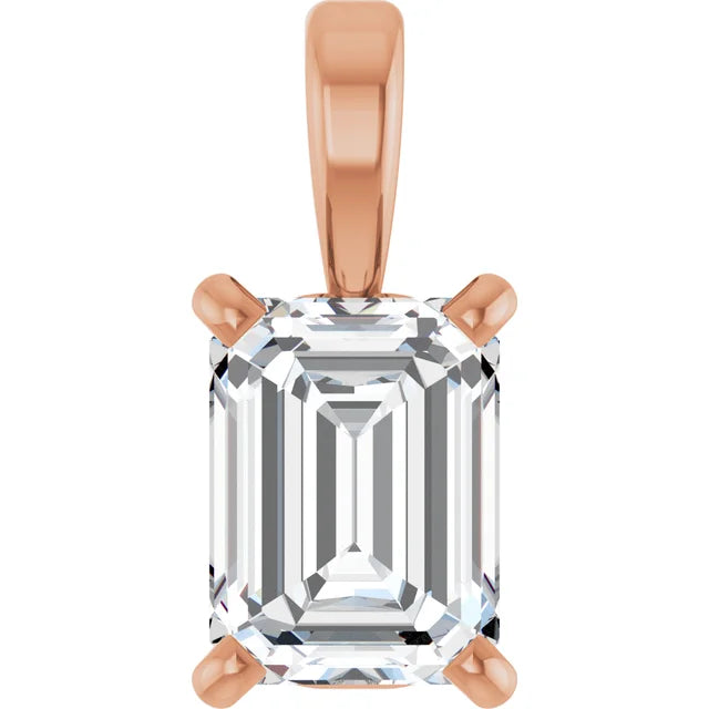 14K White 3/4 CT Lab-Grown Diamond Pendant