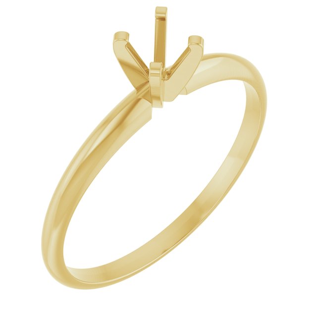 14K White / Yellow  Round Ultra-Lightweight Solitaire Engagement Ring Mounting