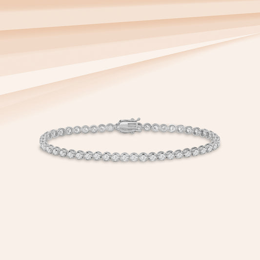 14KW Lab Grown 4 Prong 3.00 Ctw Diamond Tennis Bracelet In Crown Setting