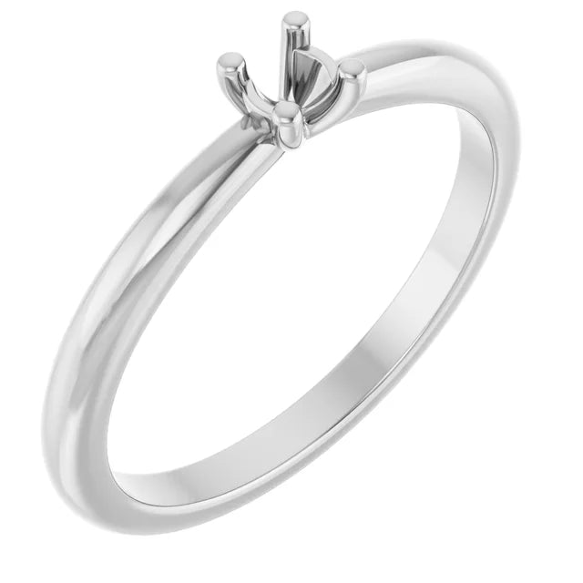 14K White 1-Stone  Ring Mounting