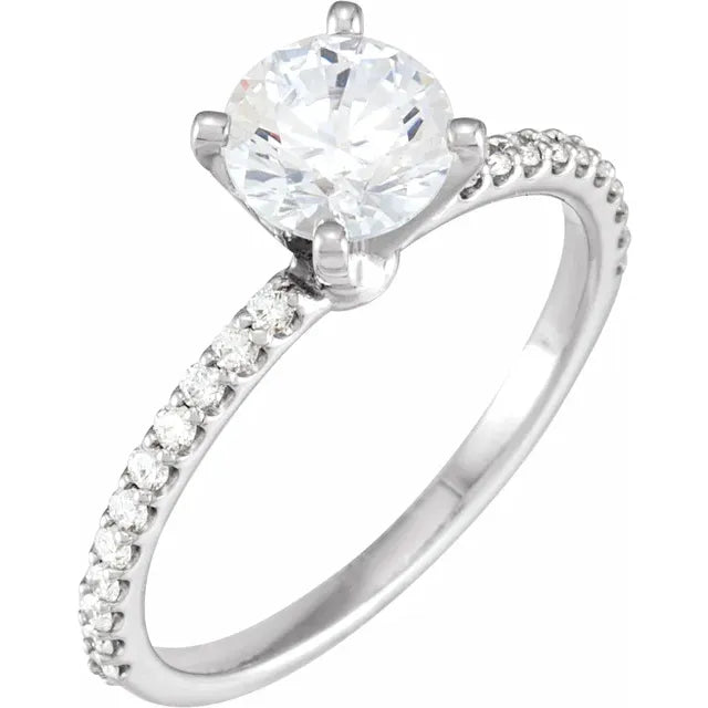 14K  1/5 CTW Natural Diamond Semi-Set Engagement Ring