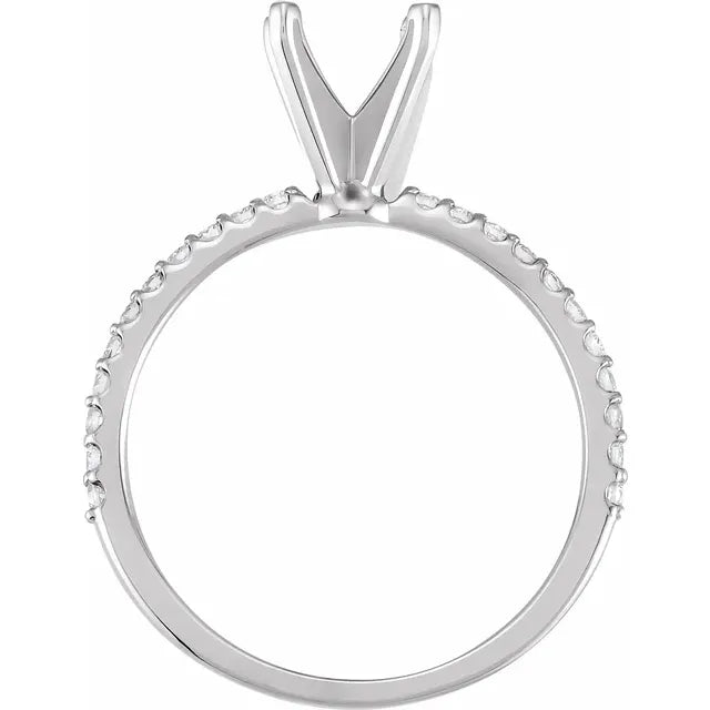 14K  1/5 CTW Natural Diamond Semi-Set Engagement Ring