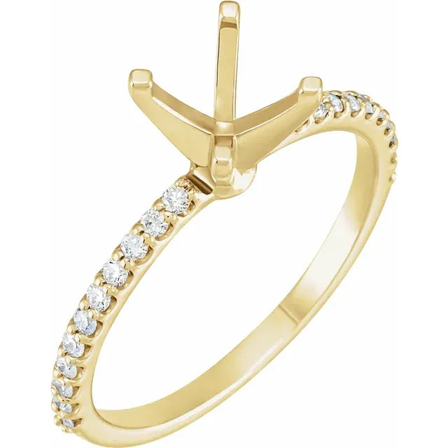 14K  1/5 CTW Natural Diamond Semi-Set Engagement Ring