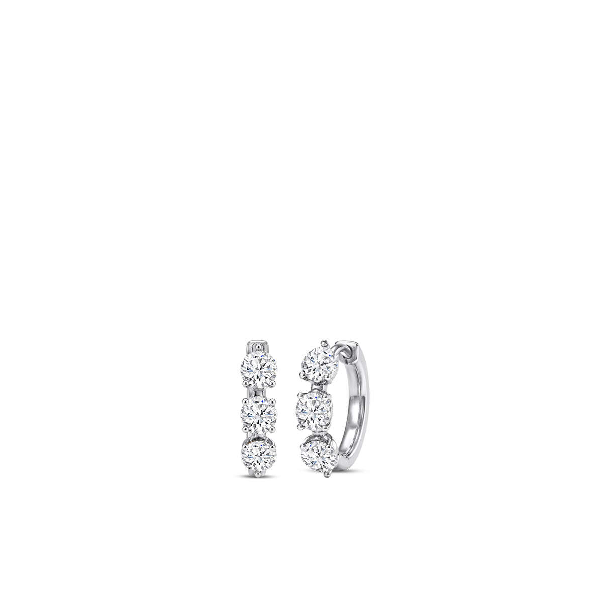 14KY 2.00 Ctw Distance Diamond Ov Shape Earring Huggies
