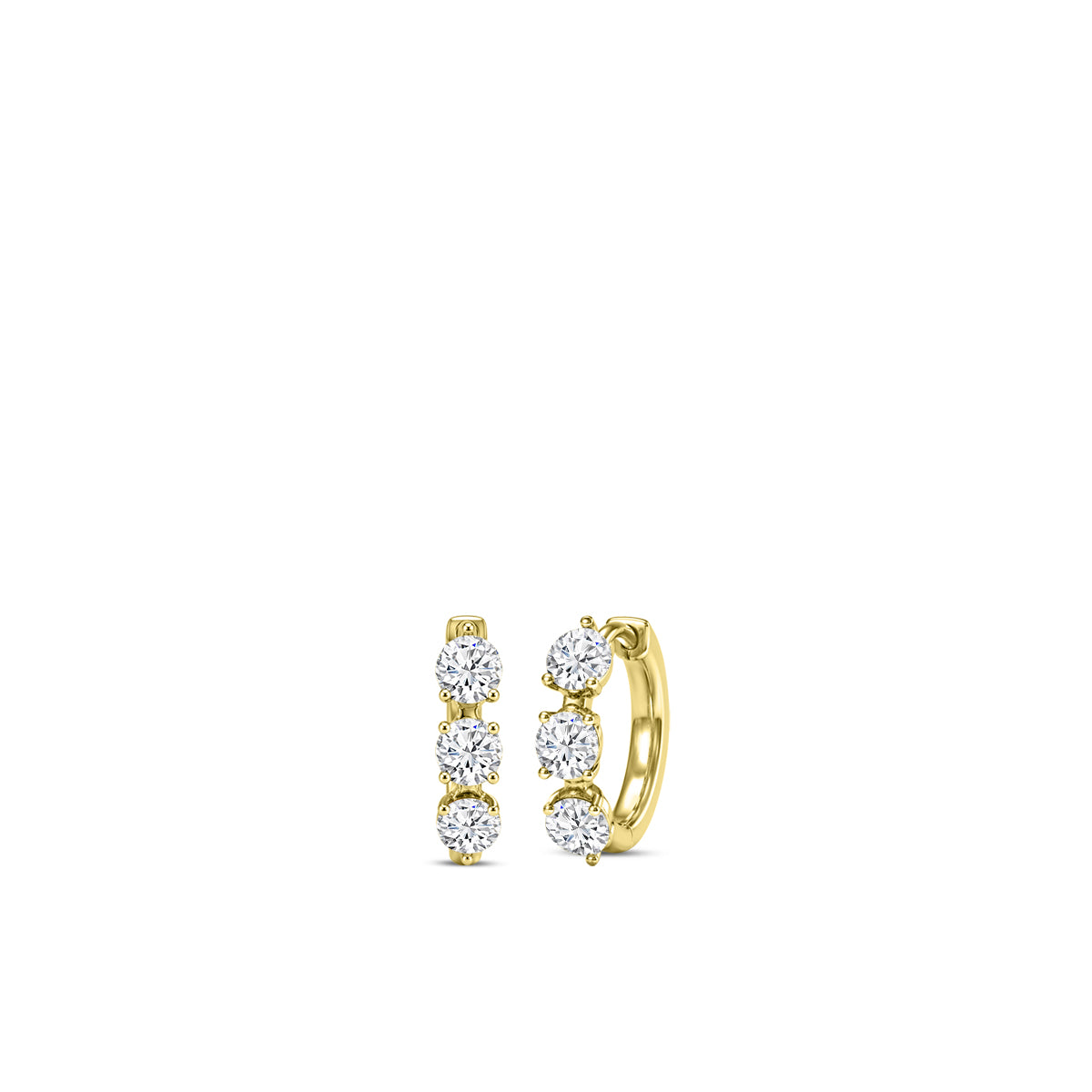 14KY 2.00 Ctw Distance Diamond Ov Shape Earring Huggies