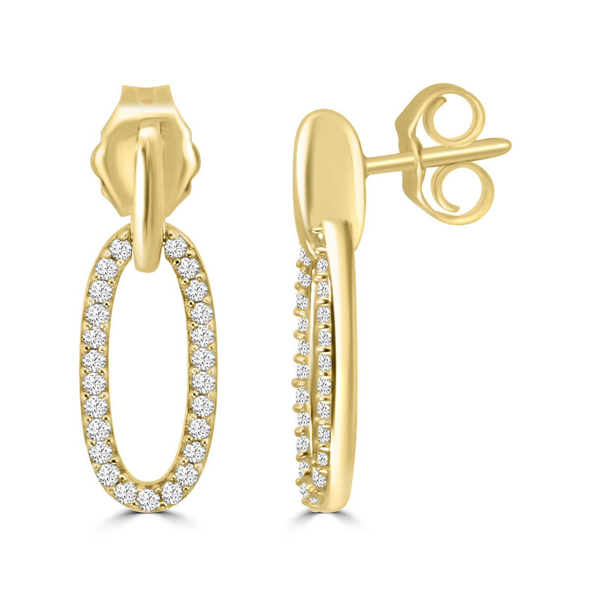 14KY or White 0.20 Ctw Diam Fashion Oval Earring