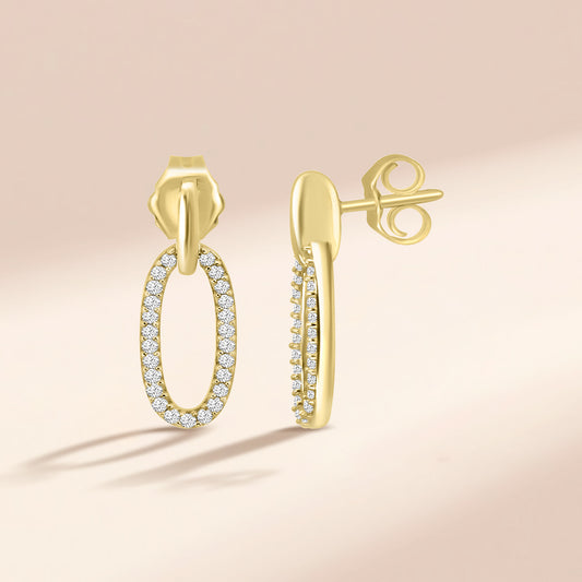 14KY or White 0.20 Ctw Diam Fashion Oval Earring