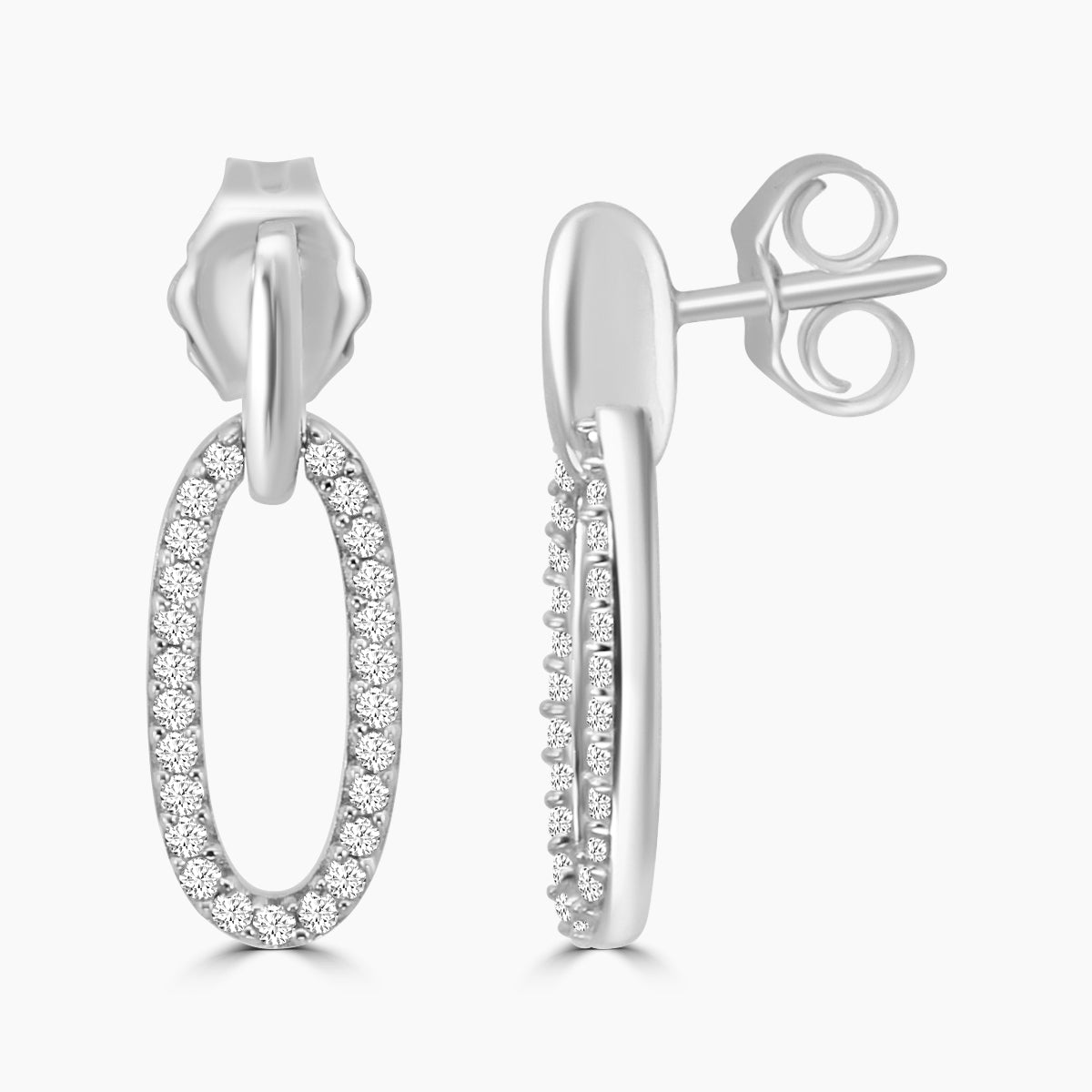 14KY or White 0.20 Ctw Diam Fashion Oval Earring