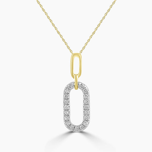 14KY 0.08 Ctw Diamond Paper Clip Pendant with Chain