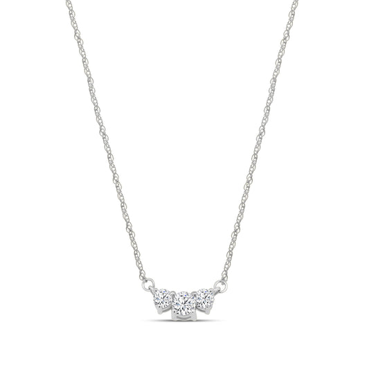 10K 0.20 Ctw Three Stone Diamond Pendant With Chain