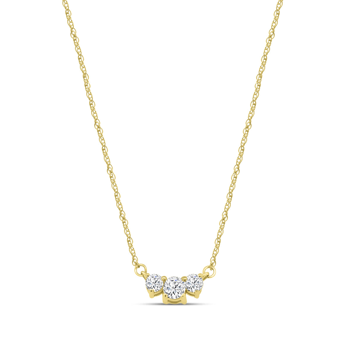 10K 0.20 Ctw Three Stone Diamond Pendant With Chain