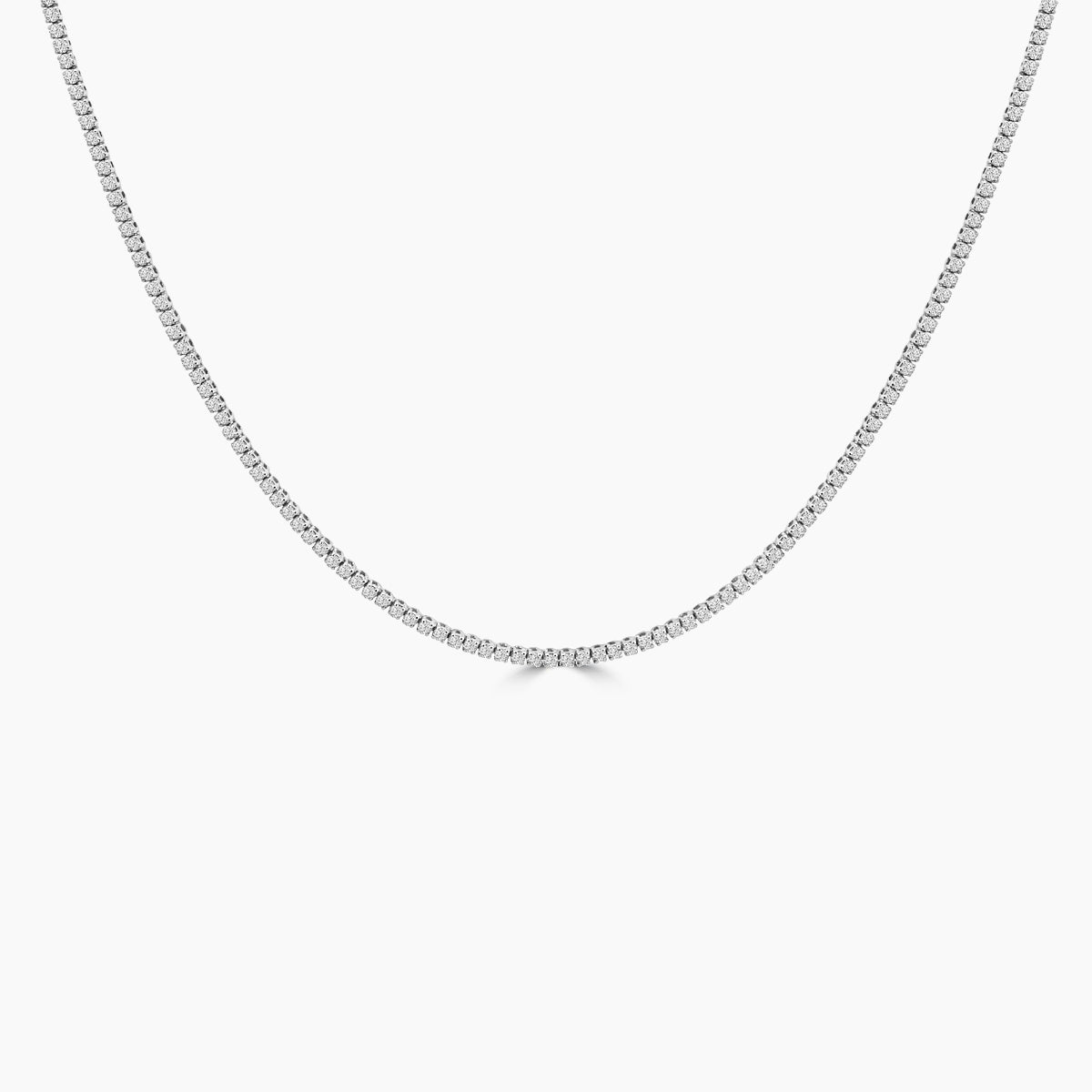 14KW Classic Standard 4 Prong 3.00 Ctw Straight Diamond Tennis Necklace