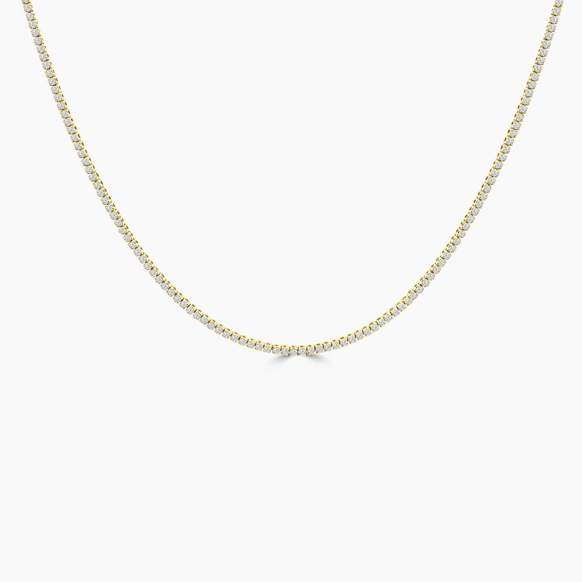 14KW Classic Standard 4 Prong 3.00 Ctw Straight Diamond Tennis Necklace