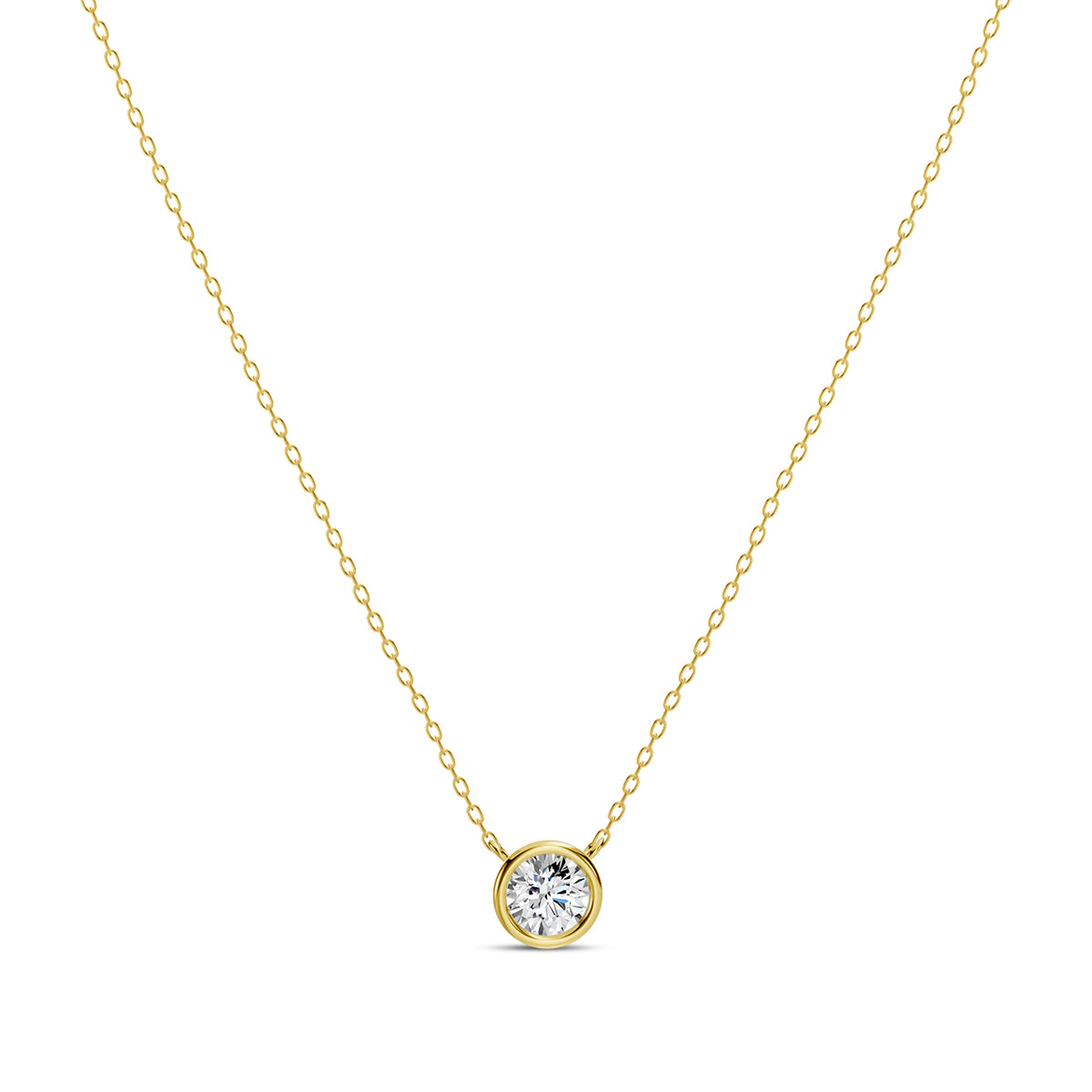 14K Classic Natural Dia 0.50 Ctw  Station Necklace With 1 Stones
