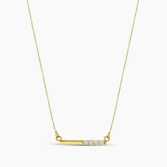 14KY or R 0.15 Ctw Horizontal Diamond Bar Necklace