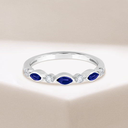 10K Marquise & Diamond Band with Alt Sapphire