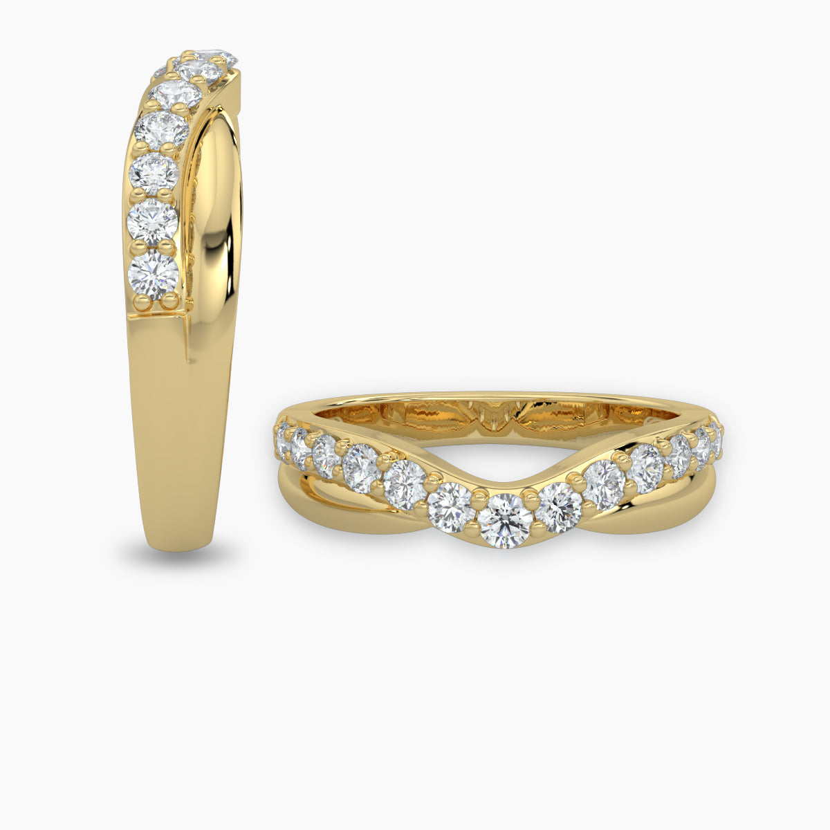 14KW 0.50 Ctw Contour Shadow Diamond Band