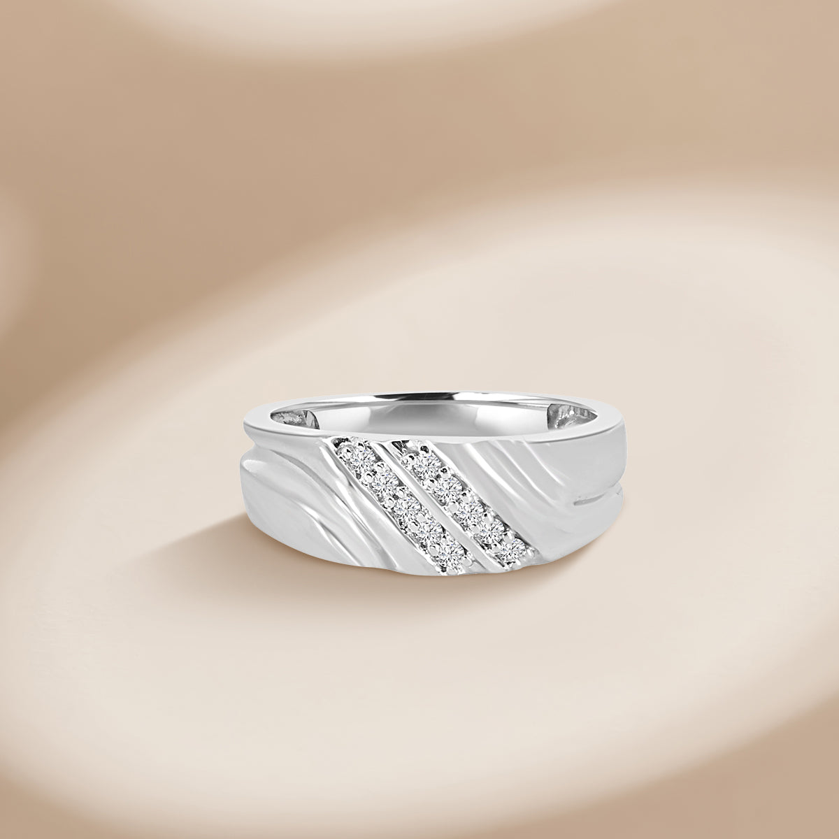 Men's Diagonal Double Row Diamond Band