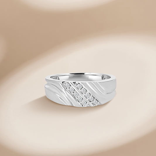 Men's Diagonal Double Row Diamond Band