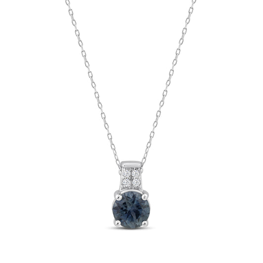 10KW 0.016 Ctw Rd Fashion Pendant With Ctr Rd Montana Saph &Jb&Sc