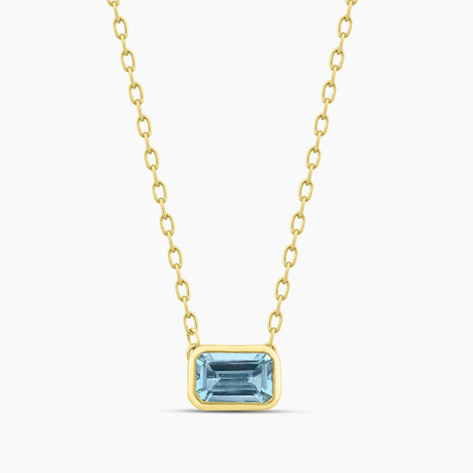 10KY Fashion Pendant W/Aq W/Chain