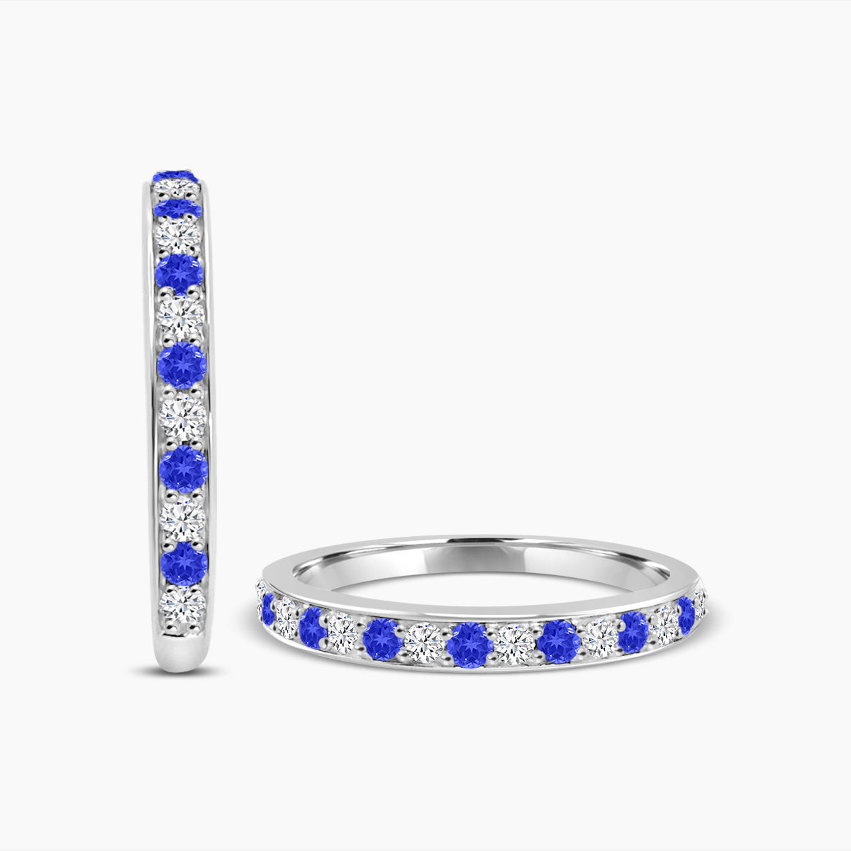 10KW 0.25 CTW DIAMOND AND SAPPHIRE WEDDING RING