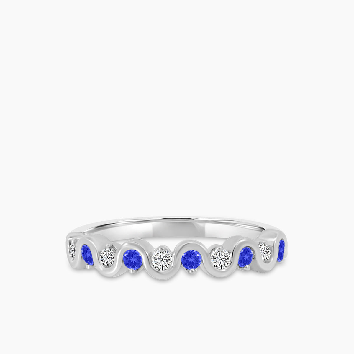 10KW 0.15 Ctw Wave Diamond Band with Alt Sapphire