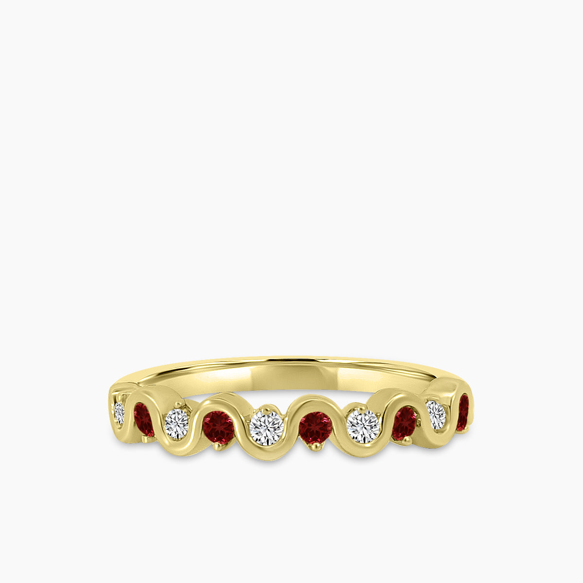 10KW 0.15 Ctw Wave Diamond Band with Alt Sapphire