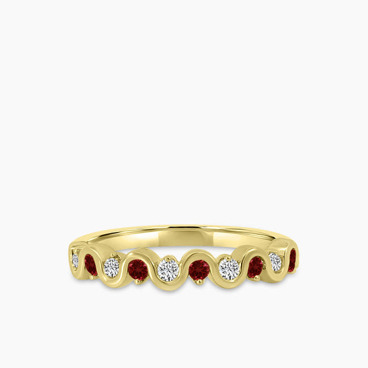 10KW 0.15 Ctw Wave Diamond Band with Alt Sapphire