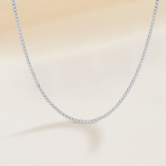 14K Classic Standard 4 Prong 4.00 Ctw Straight Diamond Tennis Necklace