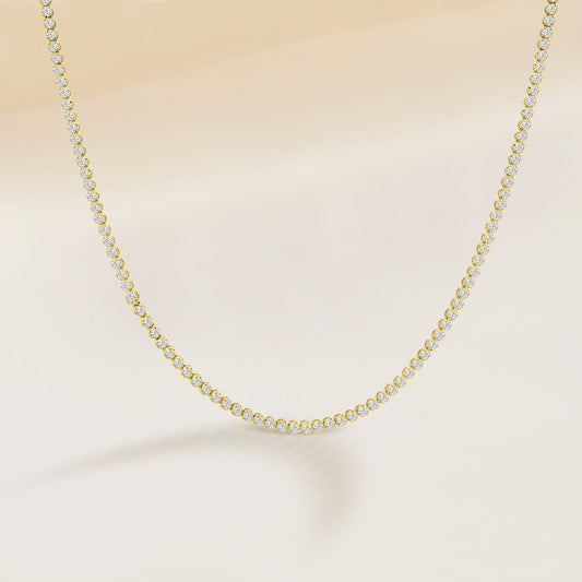 14K Classic Standard 4 Prong 5.00 Ctw Straight Diamond Tennis Necklace In Crown Setting