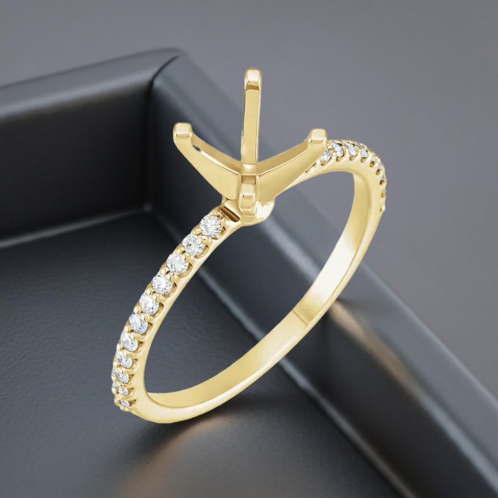 14K  1/5 CTW Natural Diamond Semi-Set Engagement Ring
