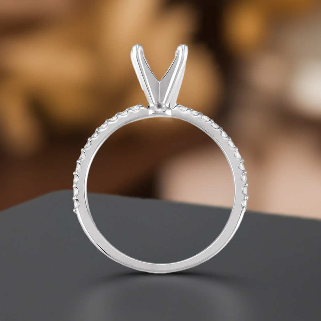 14K  1/5 CTW Natural Diamond Semi-Set Engagement Ring